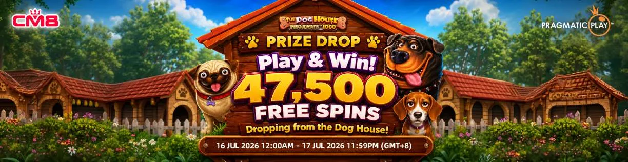 CM8 × Pragmatic Play The Dog House Megaways 1000 Prize Drop — 47,500 Free Spins
